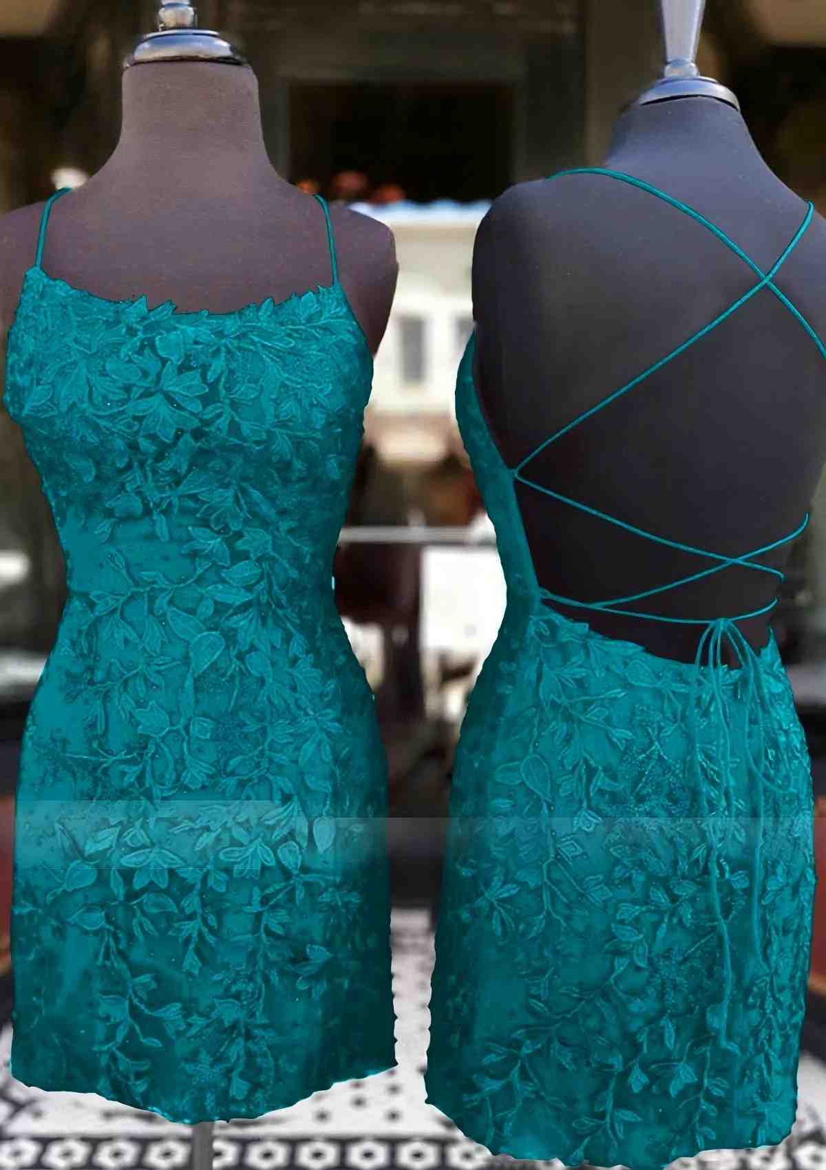 Formal Green Lace Short Homecoming Dresses Graduation Dress