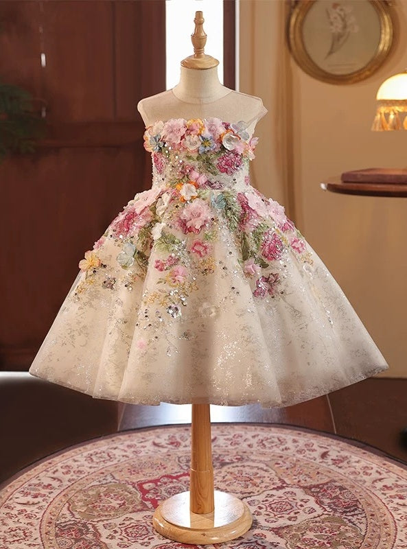 French Forest Style Girls Pageant Dress Short Princess Flower Girl dress Mychicdress