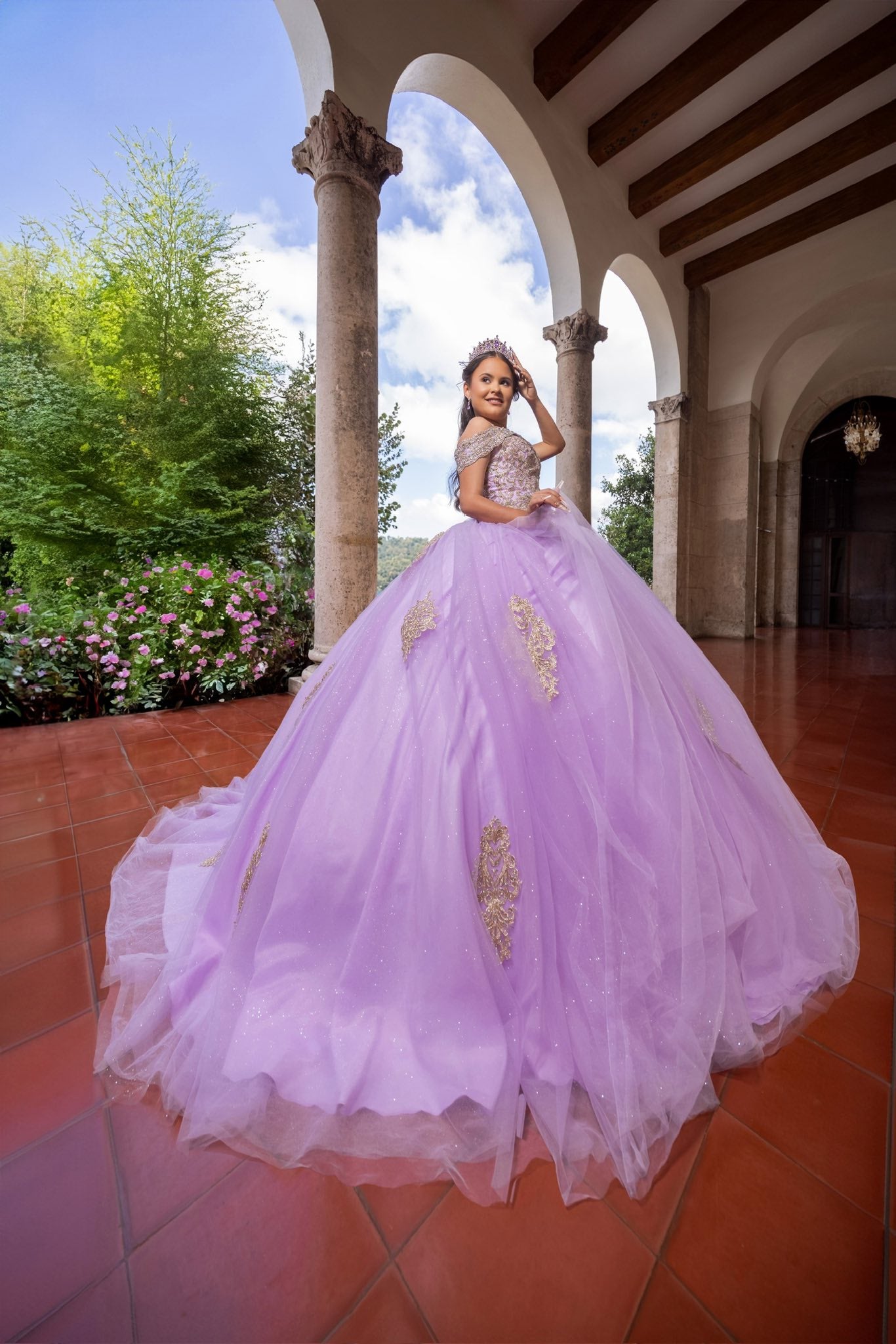 Vestido de quinceañera morado y dorado para niñas cerca de mí, hombros – MyChicDress Vestido de quinceañera morado y dorado para niñas cerca de mí, hombros – MyChicDress