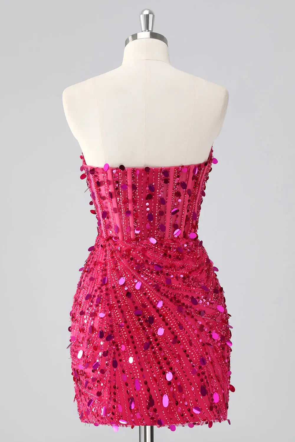 Unique Red Mermaid Corset Homecoming Dress Short Strapless V Neck
