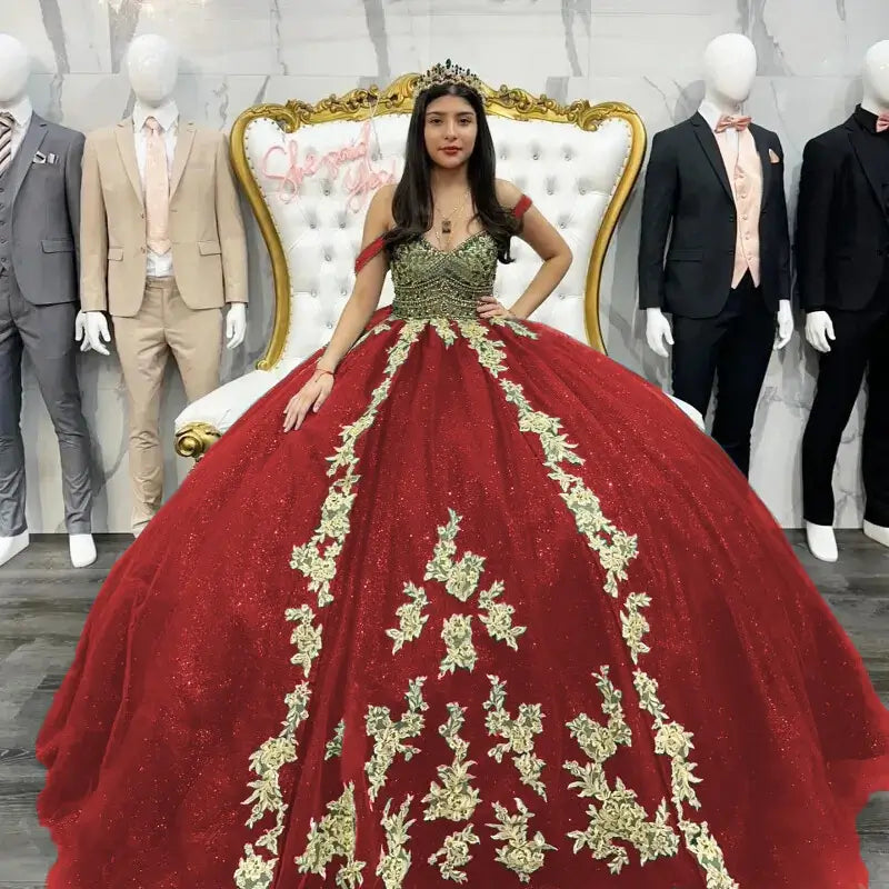 Glitter Off Shoulder Sweet 16 Quinceanera Dresses Emerald Green Bowed