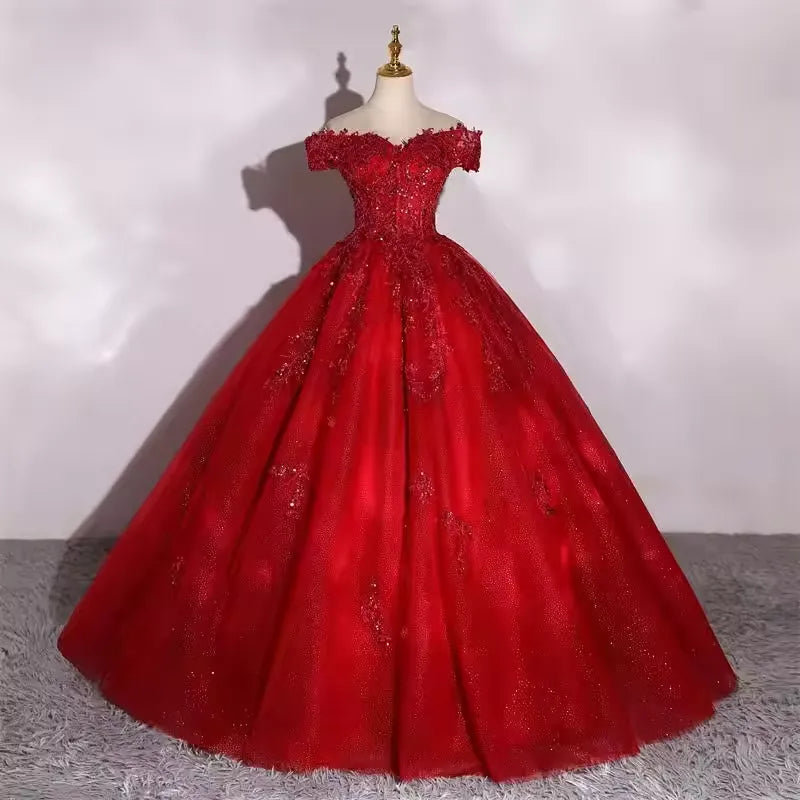 Glitter Emerald Green Quinceanera Dresses Ball Gown Off Shoulder 15 Dress