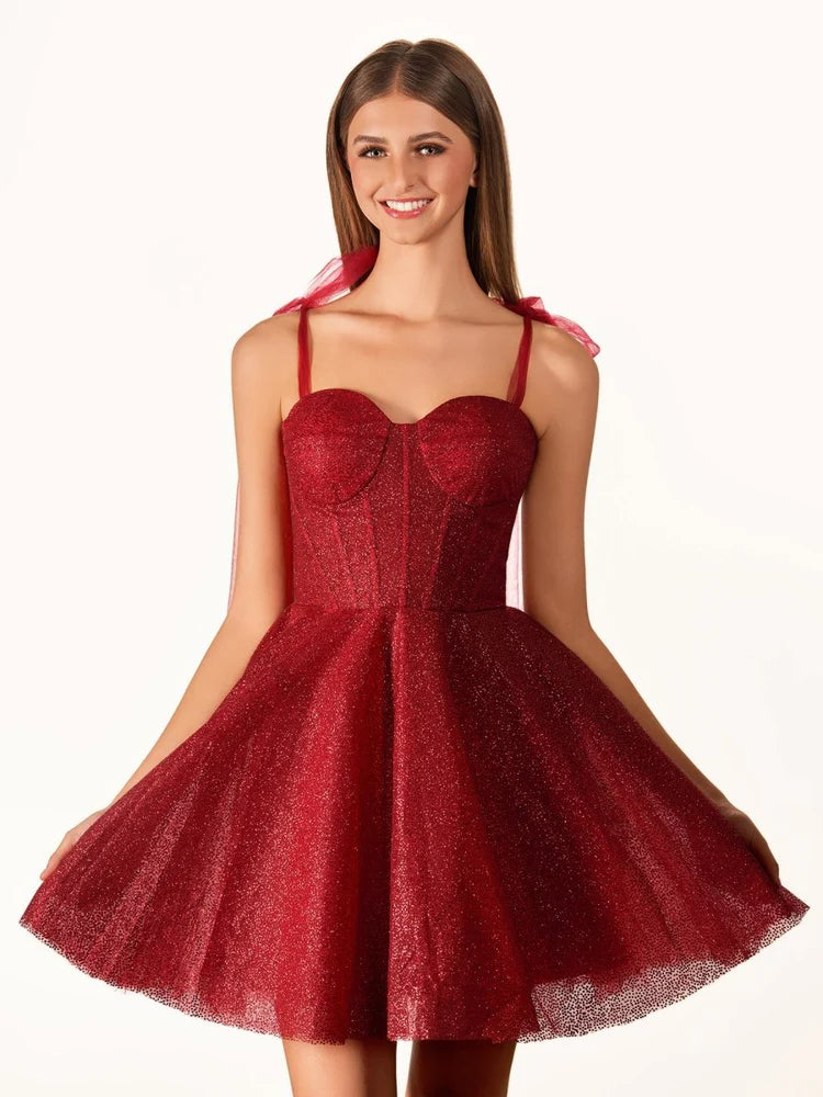 Glitter Sequin Homecoming Dress for Teens Short Corset Beach Wedding Gowns
