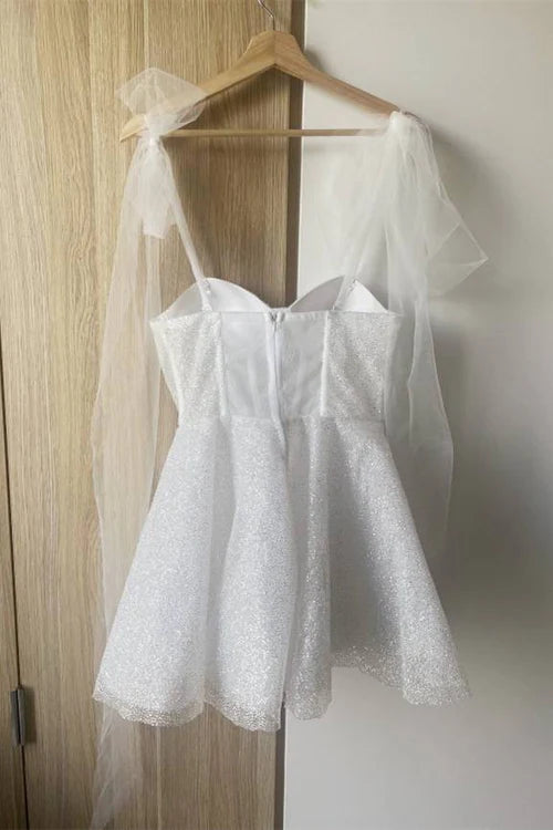 Glitter Sequin Homecoming Dress for Teens Short Corset Beach Wedding Gowns