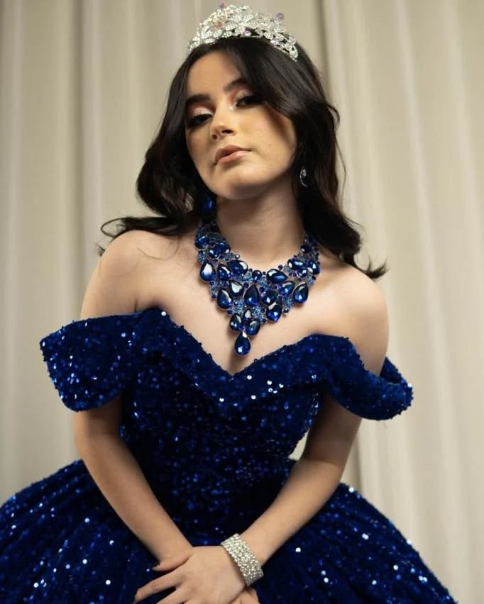 Glitter Sequin Quinceanera Dress Royal Blue Ball Gown for Sweet 15 Mychicdress