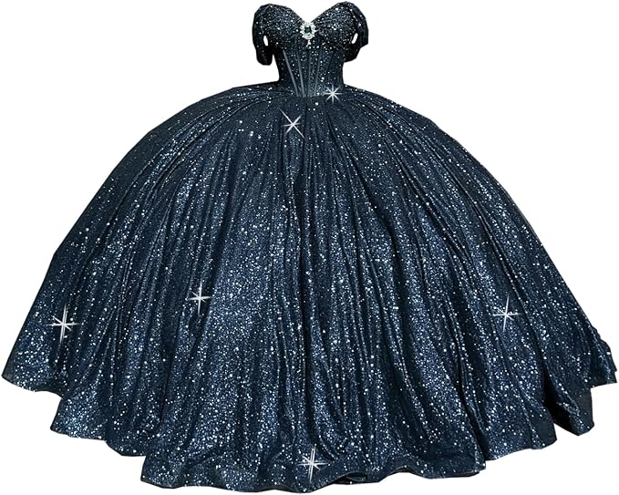 Glitter Pearls Pink Quinceanera Dresses Ball Gowns Sweet 15 16 Birthday Dress