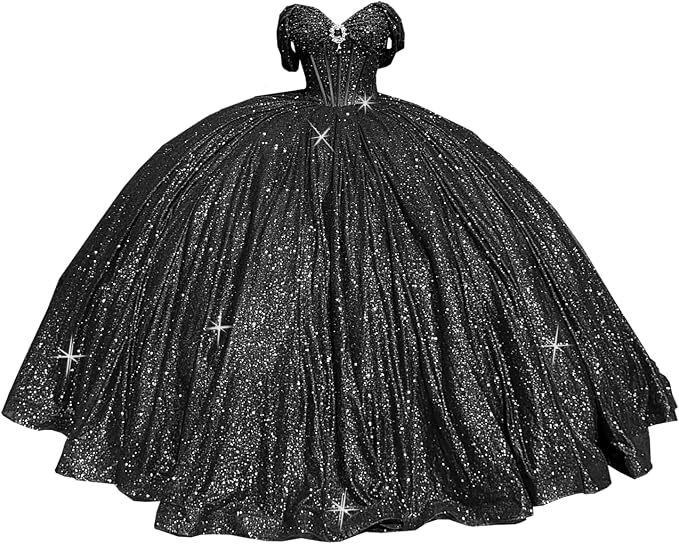 Glitter Pearls Pink Quinceanera Dresses Ball Gowns Sweet 15 16 Birthday Dress