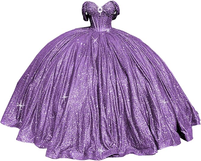 Glitter Pearls Pink Quinceanera Dresses Ball Gowns Sweet 15 16 Birthday Dress