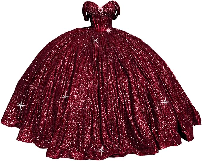 Glitter Pearls Pink Quinceanera Dresses Ball Gowns Sweet 15 16 Birthday Dress