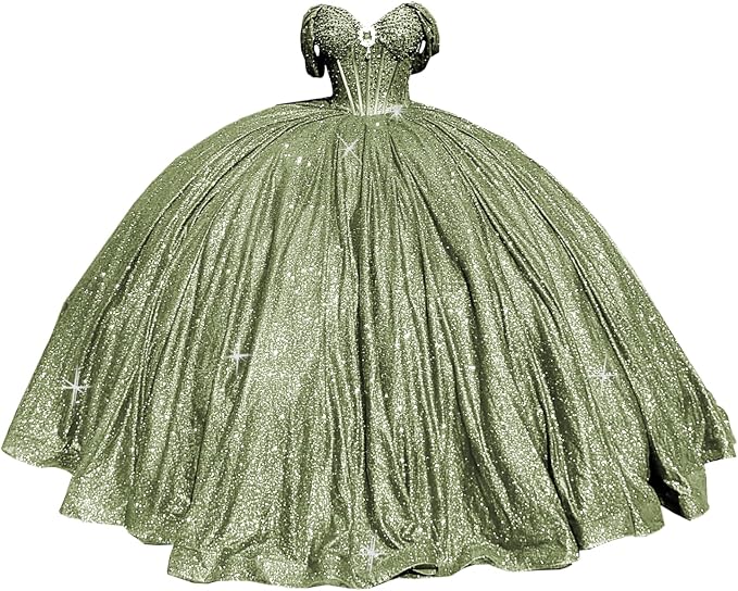 Glitter Pearls Pink Quinceanera Dresses Ball Gowns Sweet 15 16 Birthday Dress
