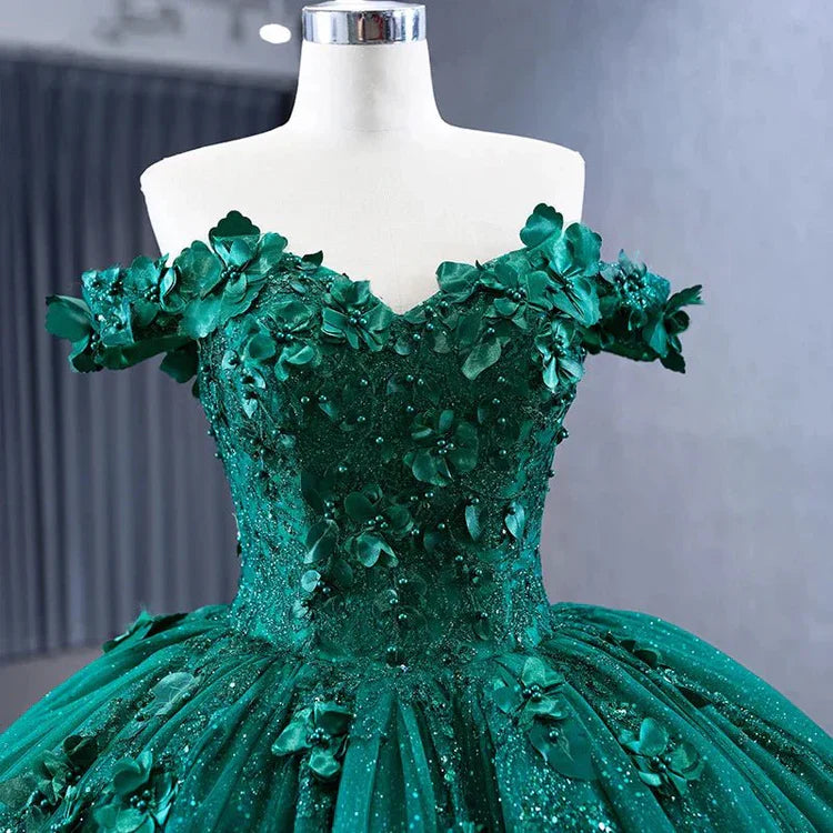 Glitter Sweetheart Dark Green Quinceanera Dress Nearby Appliques Sleeveless