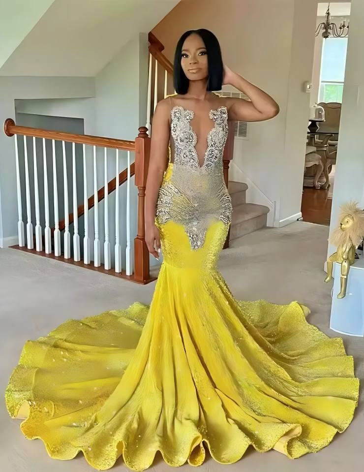Vestido de noche negro brillante con cuentas y cristales para niñas