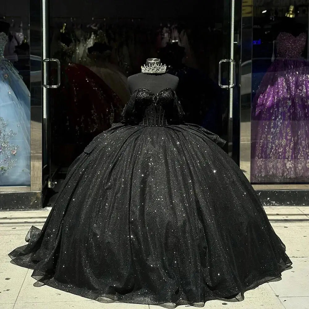 Glitters Quinceanera Dresses Off Shoulder Sweet 16 Party Gowns