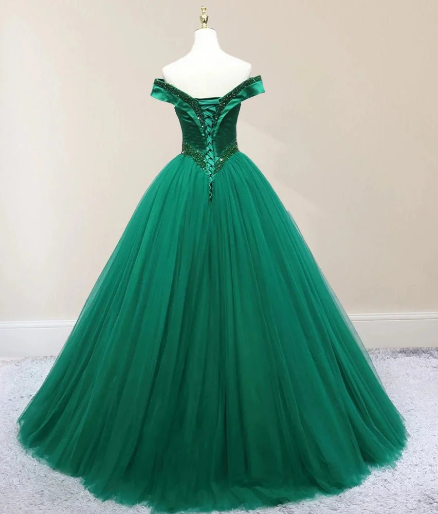Gorgeous Green Quinceanera Dresses Off the Shoulder with Beadings Mychicdress