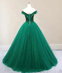 Gorgeous Green Quinceanera Dresses Off the Shoulder with Beadings Mychicdress