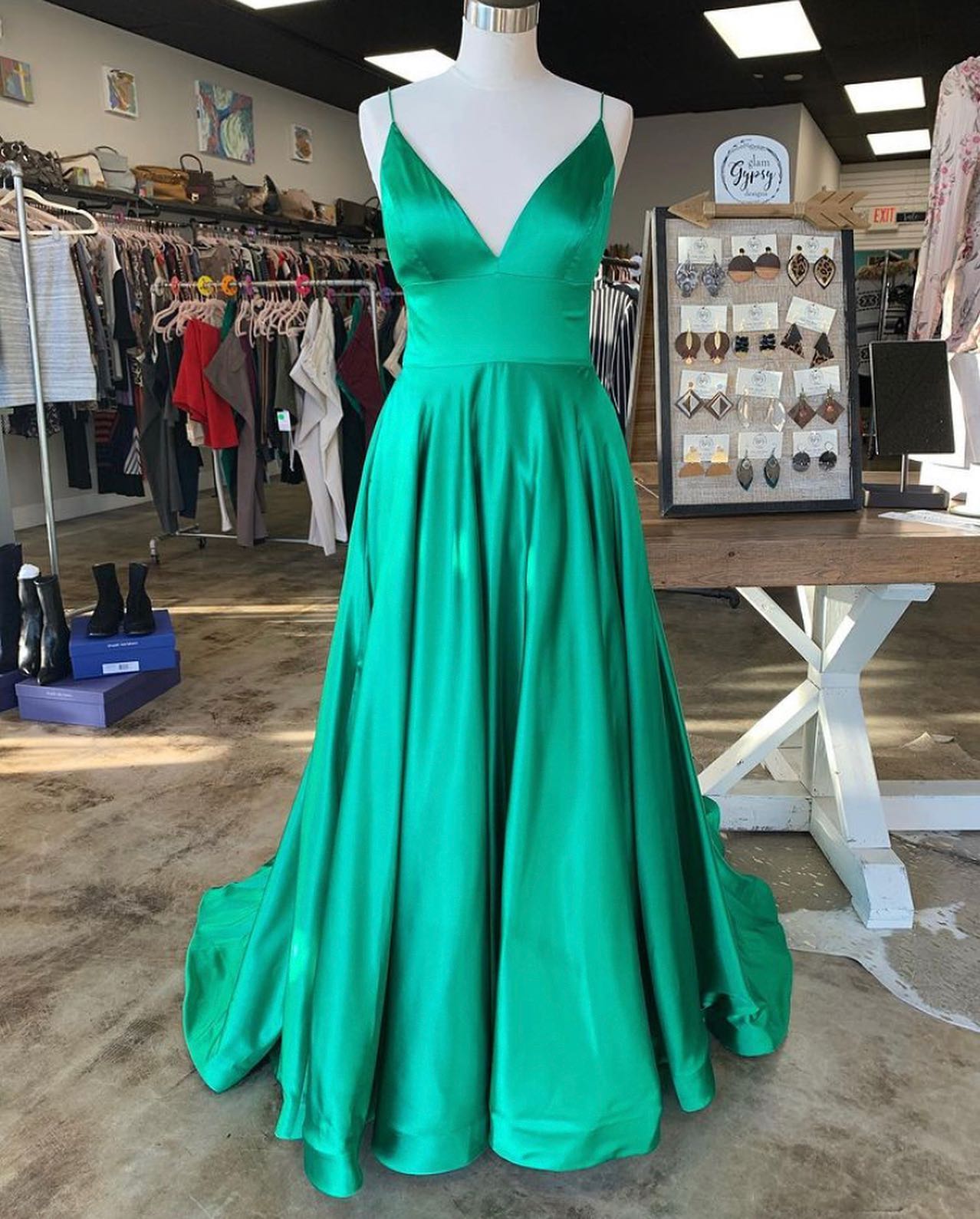 Simple Green Prom Dresses Plus Size Satin Evening Dresses