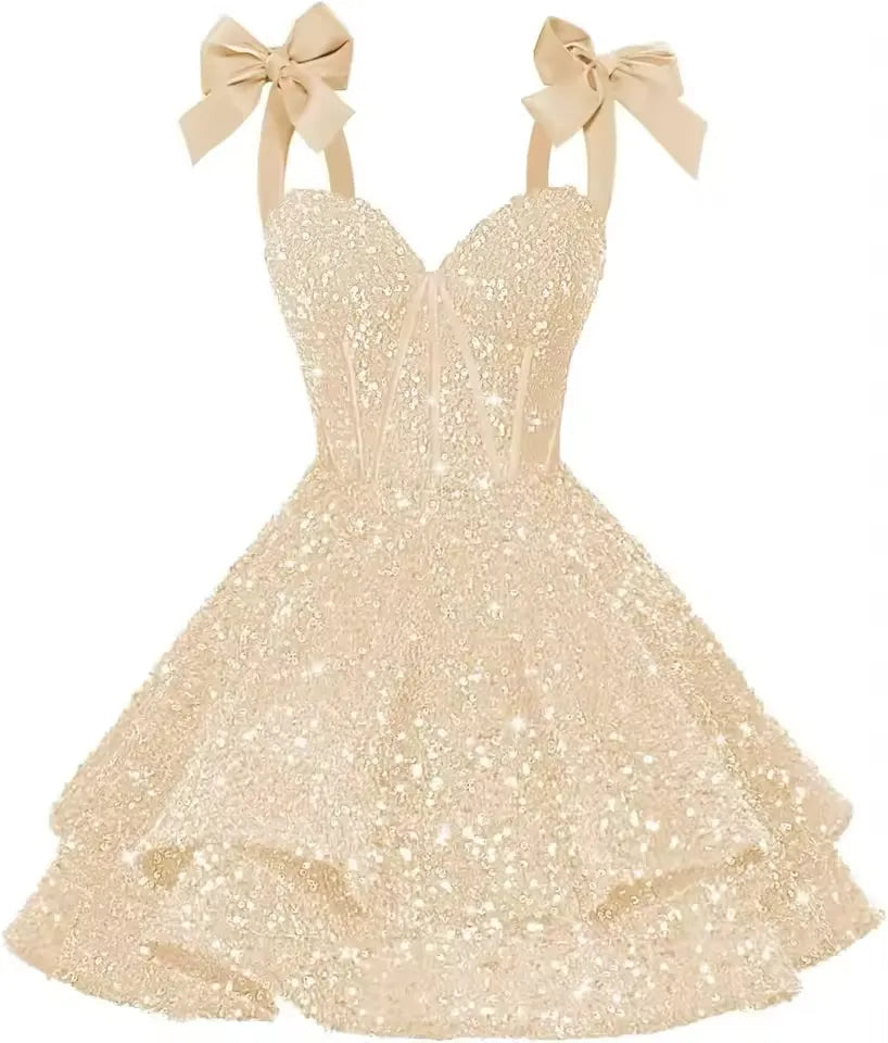 2026 Short Sequin Homecoming Dresses Tiered Cocktail Dress A Line