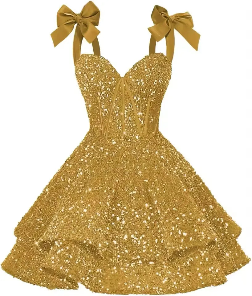 2026 Short Sequin Homecoming Dresses Tiered Cocktail Dress A Line