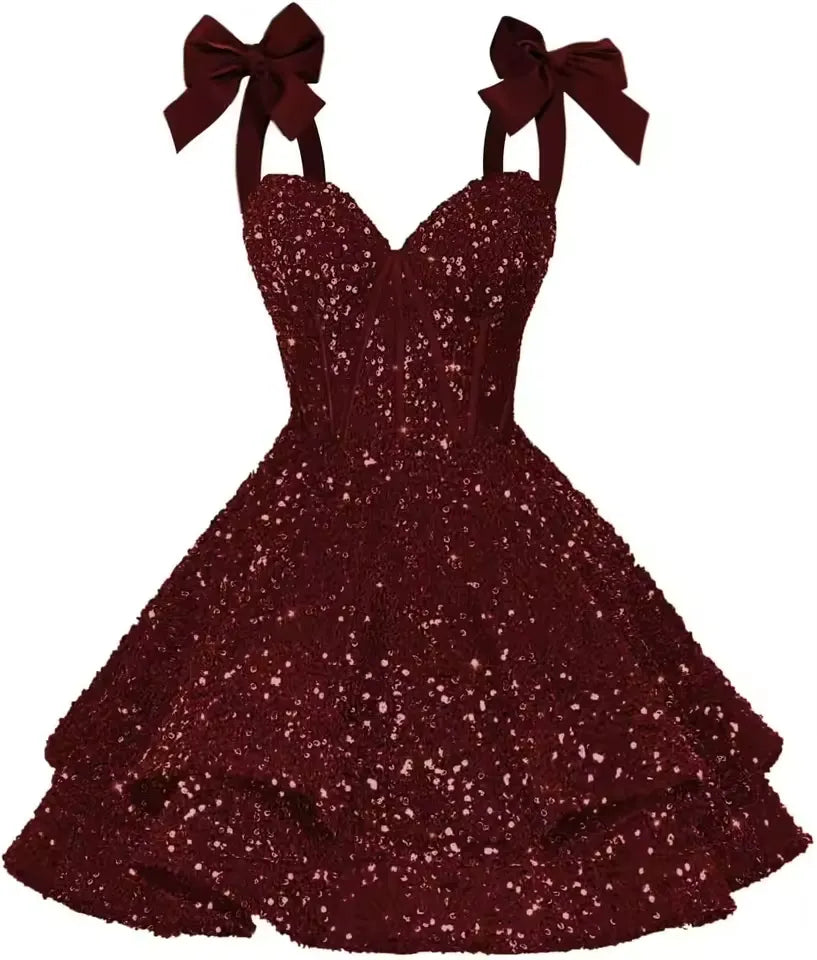 2026 Short Sequin Homecoming Dresses Tiered Cocktail Dress A Line