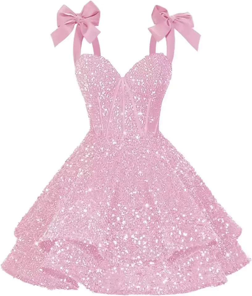 2026 Short Sequin Homecoming Dresses Tiered Cocktail Dress A Line
