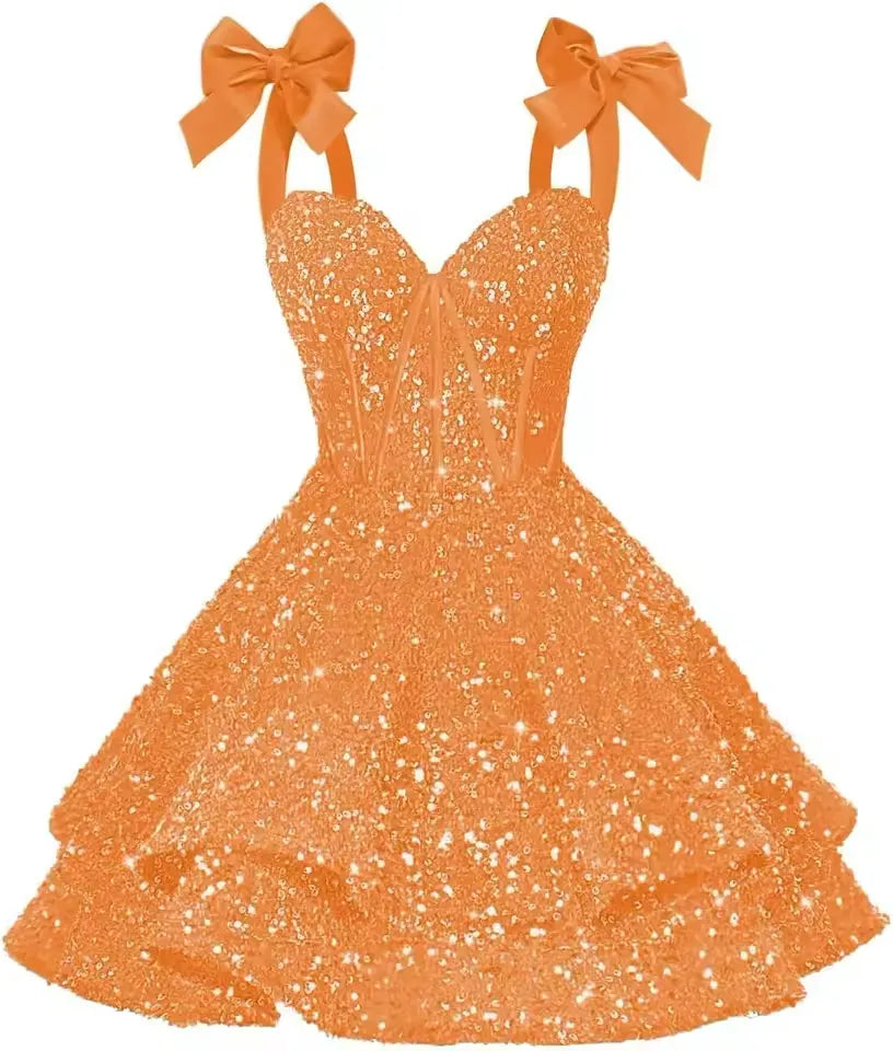 2026 Short Sequin Homecoming Dresses Tiered Cocktail Dress A Line