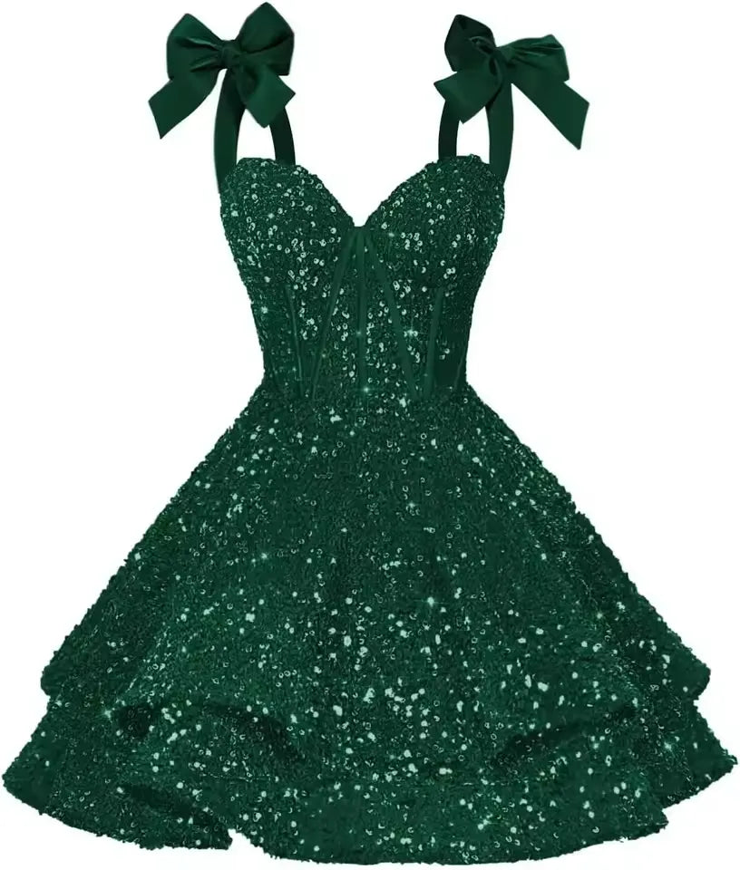 2026 Short Sequin Homecoming Dresses Tiered Cocktail Dress A Line
