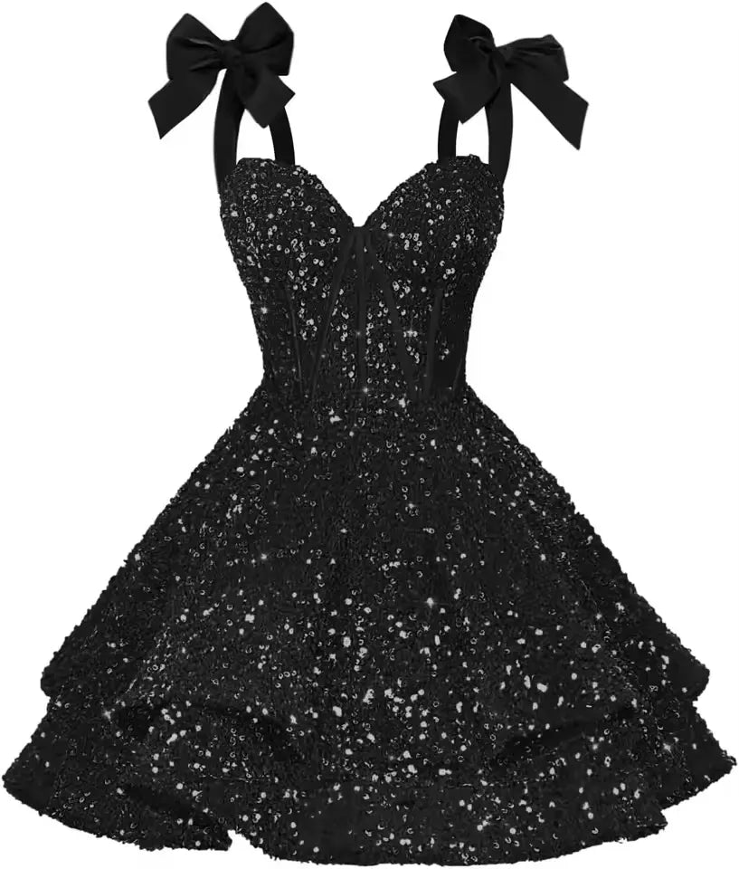 2026 Short Sequin Homecoming Dresses Tiered Cocktail Dress A Line