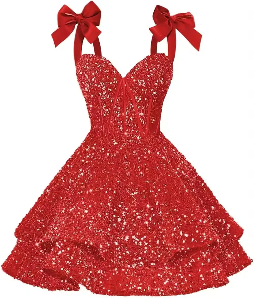 2026 Short Sequin Homecoming Dresses Tiered Cocktail Dress A Line