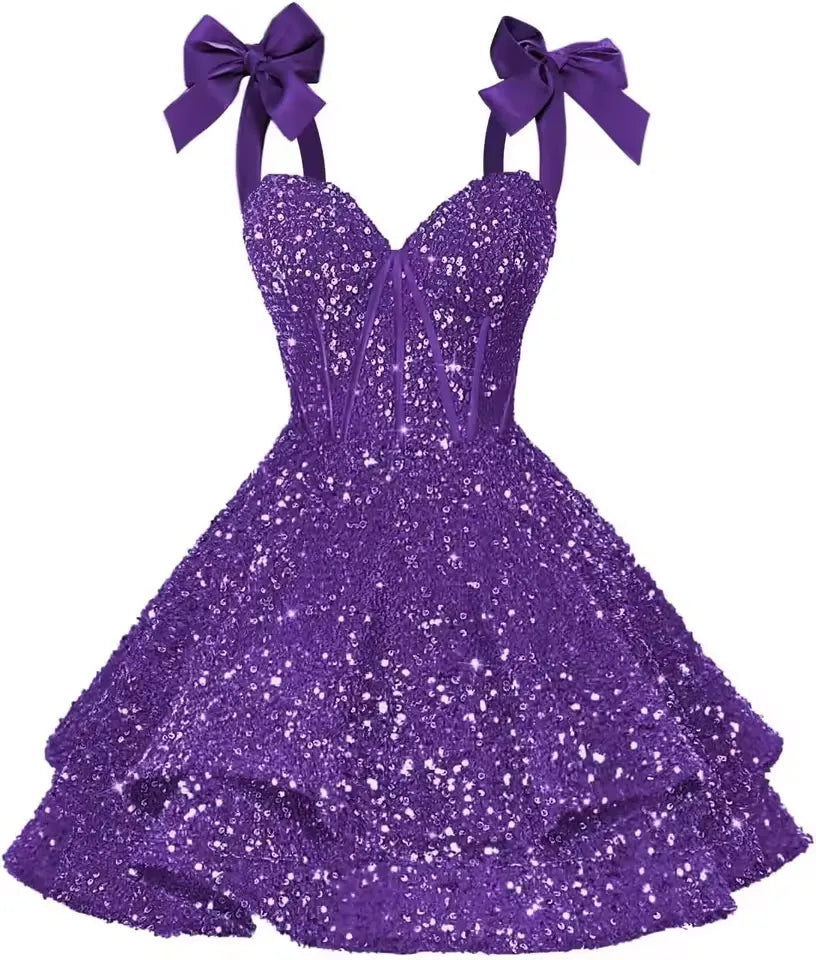 2026 Short Sequin Homecoming Dresses Tiered Cocktail Dress A Line