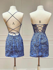 Cheap Hot Lace Short Homecoming Dresses Sleeveless Tight Hoco Dress