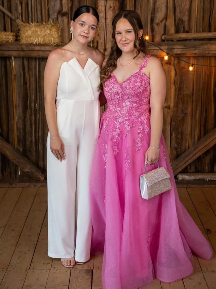 Hot Pink Lace Formal Dress Plus Size V Neck Long Evening Dress UK MyChicDress Hot Pink Lace Formal Dress Plus Size V Neck Long Evening Dress UK MyChicDress