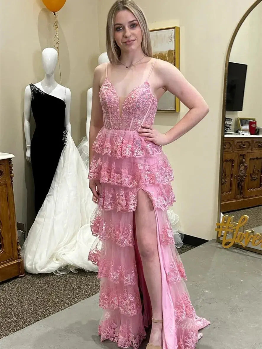 Chic Pink Sequins Tiered Dress Chic Pink Sequins Tiered Dress