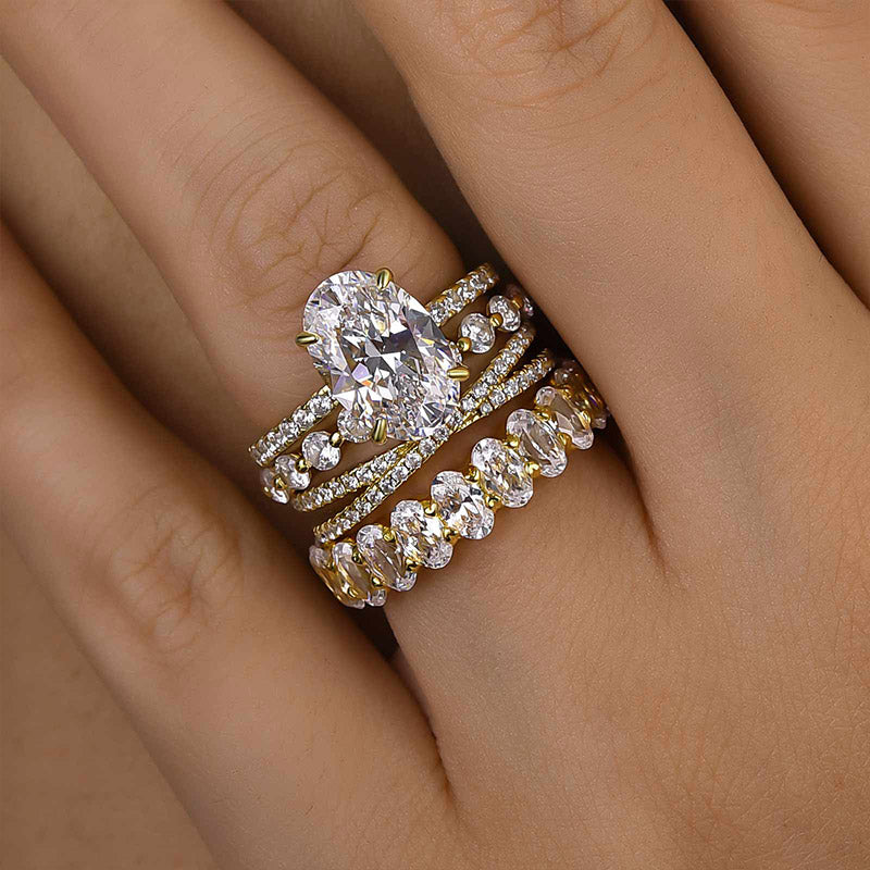 Hot Sale 4PC Wedding Ring Set For Women Sterling Silver Mychicdress