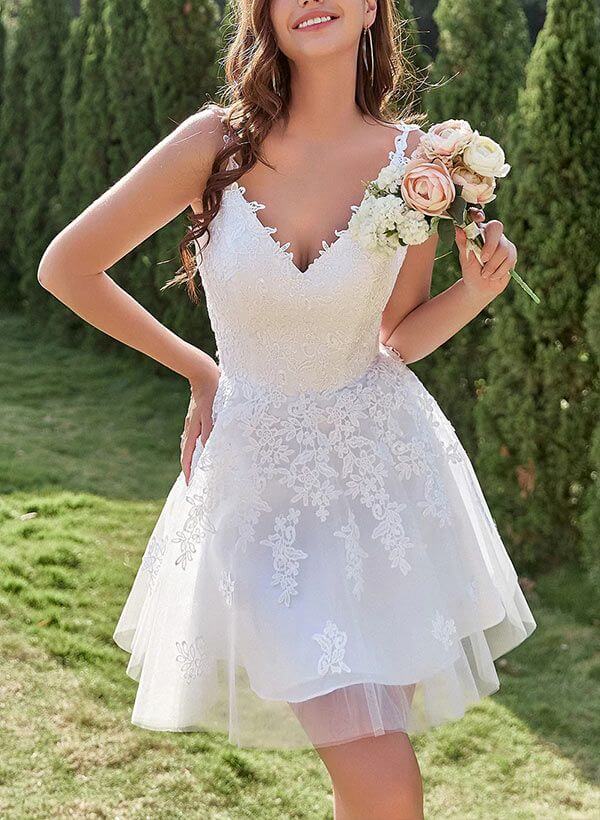White Short Prom Dress Lace Graduation Dress A Line Damas Dress