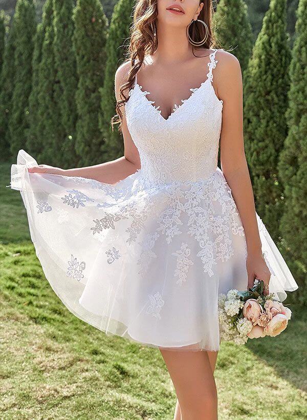 White Short Prom Dress Lace Graduation Dress A Line Damas Dress