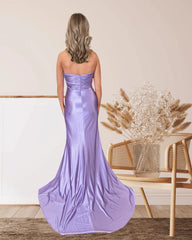 Lace Lavender Prom Dress Ruched Sweetheart Fitted Formal Dress