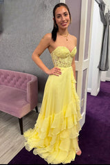 Lace Light Blue Prom Dress Appliques Sweetheart with Chiffon Ruffle