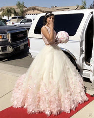 Lace Two Piece Quinceanera Dresses Blush Pink with Flowers Mychicdress