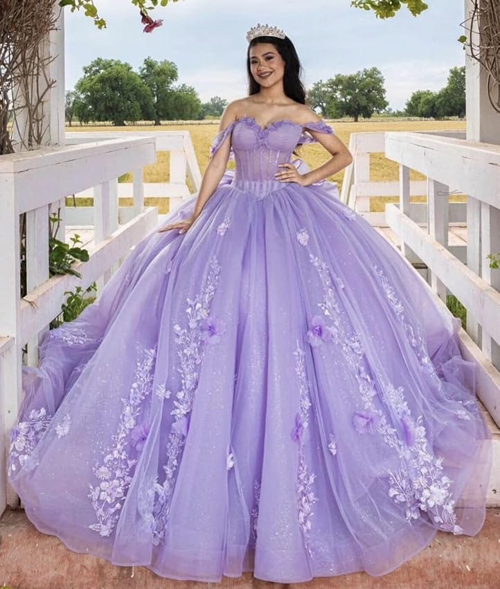 Off the shoulder Flowers Light Pink Quinceanera Dress for Sweet 16