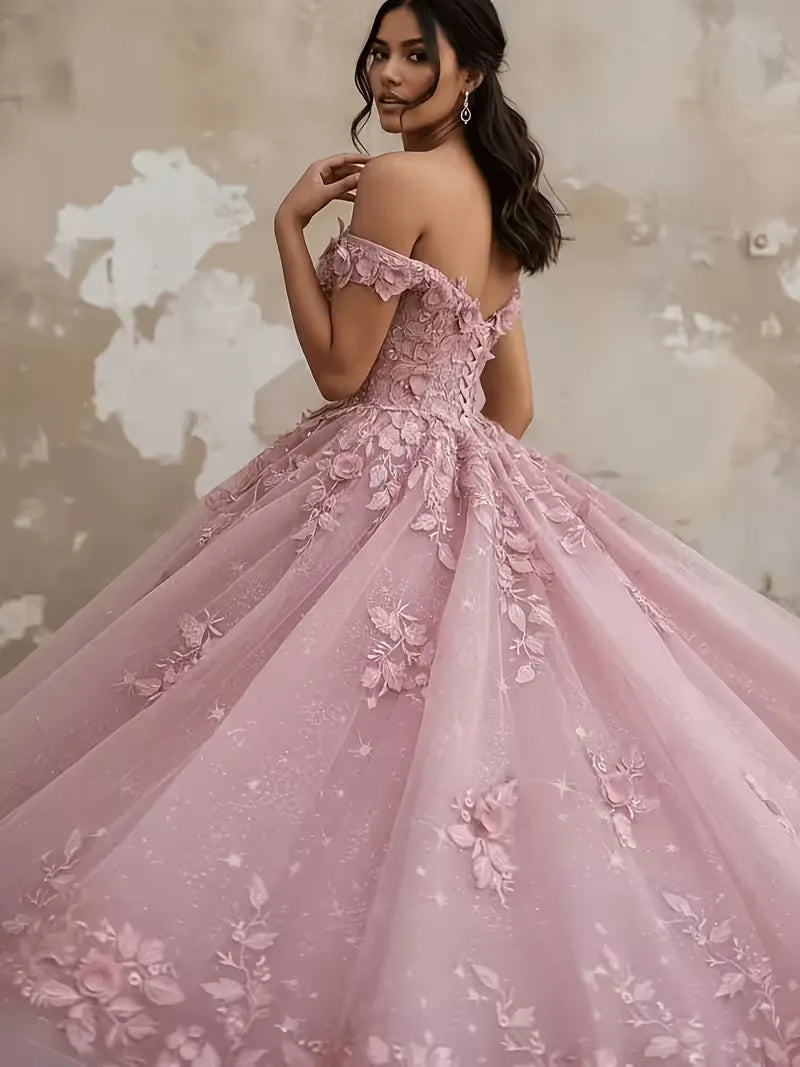 Light Blue Floral Quinceanera Dresses Customized Quince Dress off Shoulder