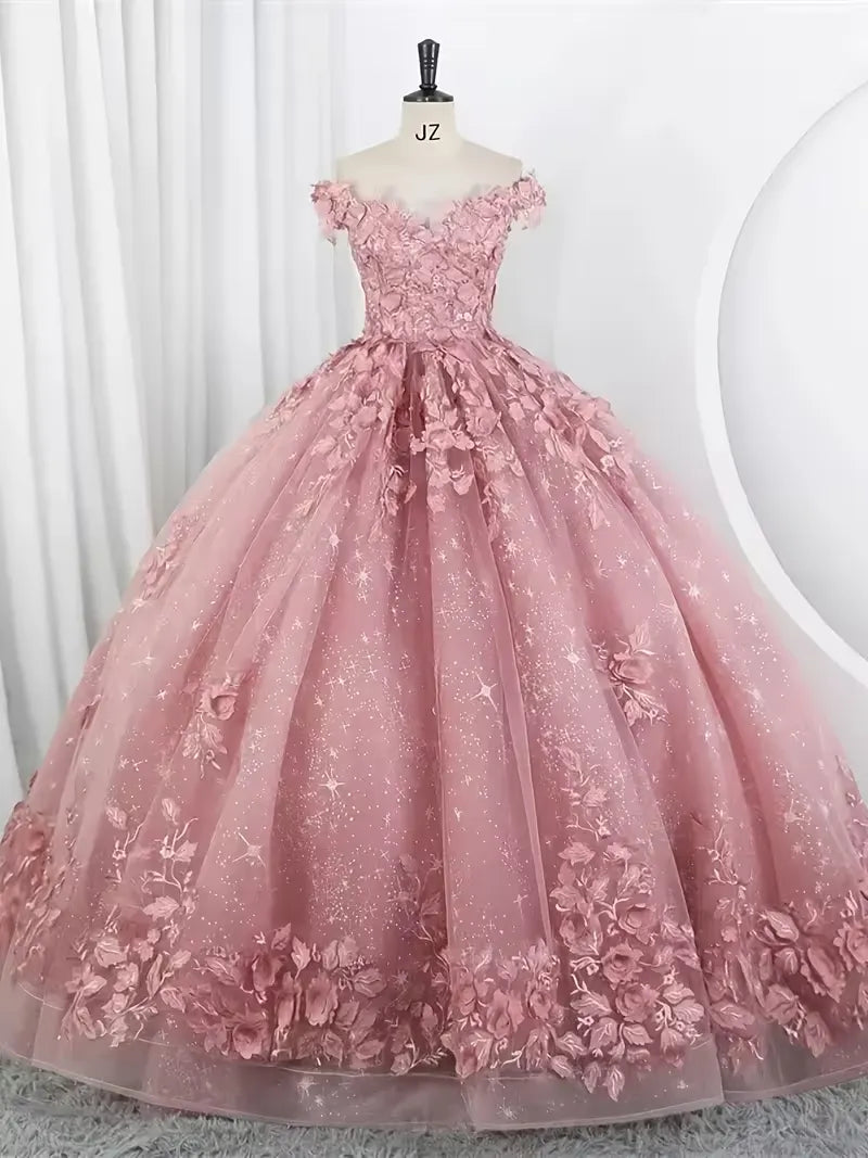 Light Blue Floral Quinceanera Dresses Customized Quince Dress off Shoulder