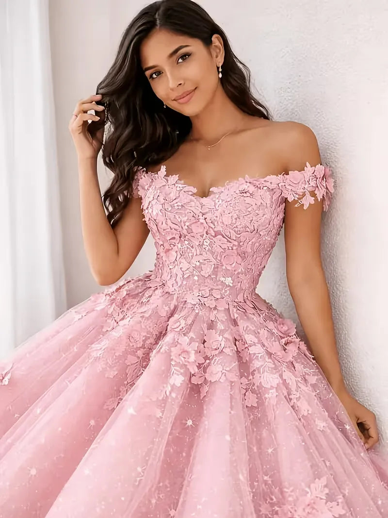 Light Blue Floral Quinceanera Dresses Customized Quince Dress off Shoulder