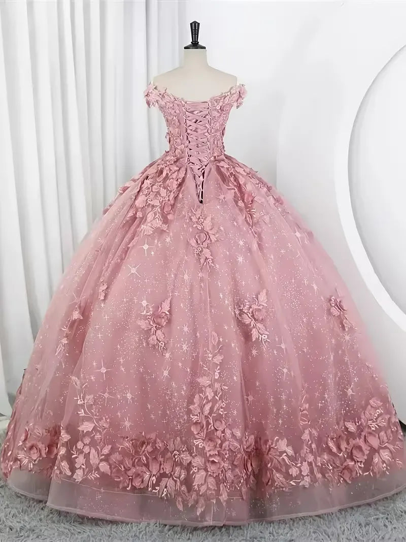 Light Blue Floral Quinceanera Dresses Customized Quince Dress off Shoulder