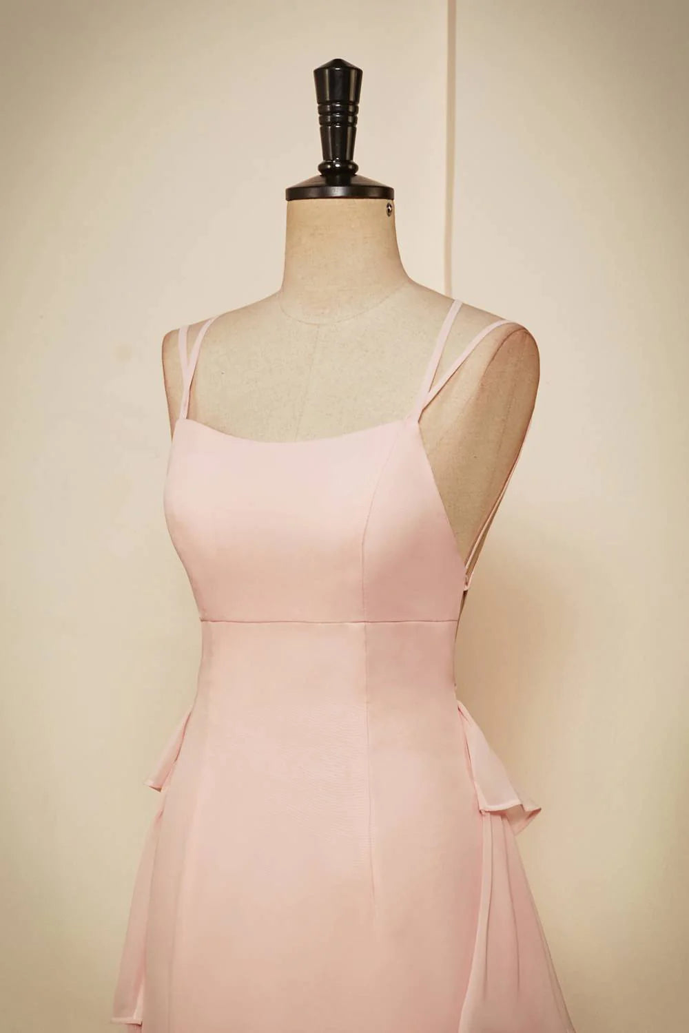 Light Pink Ruffle Evening Dress Chiffon Tiered Wedding Guest Dresses