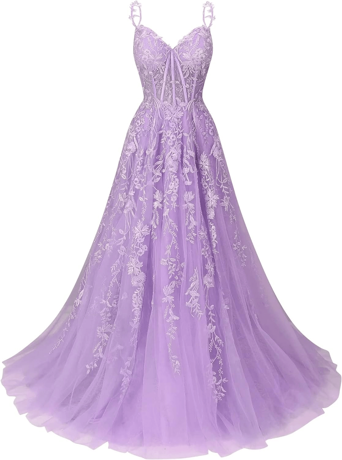 A Line 2025 Lace Violet purple Prom Dresses Lilac Long Formal Dress - MyChicDress