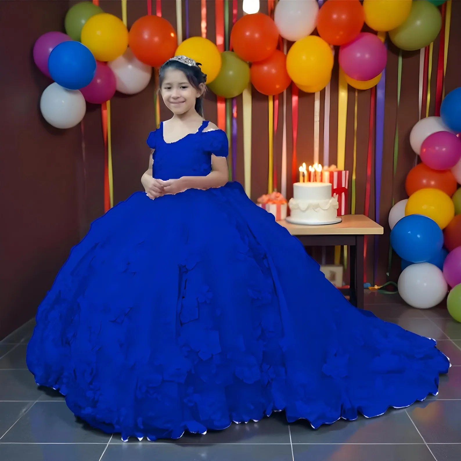 Vestido mini de quinceañera rosa ruborizado de princesita para niñas