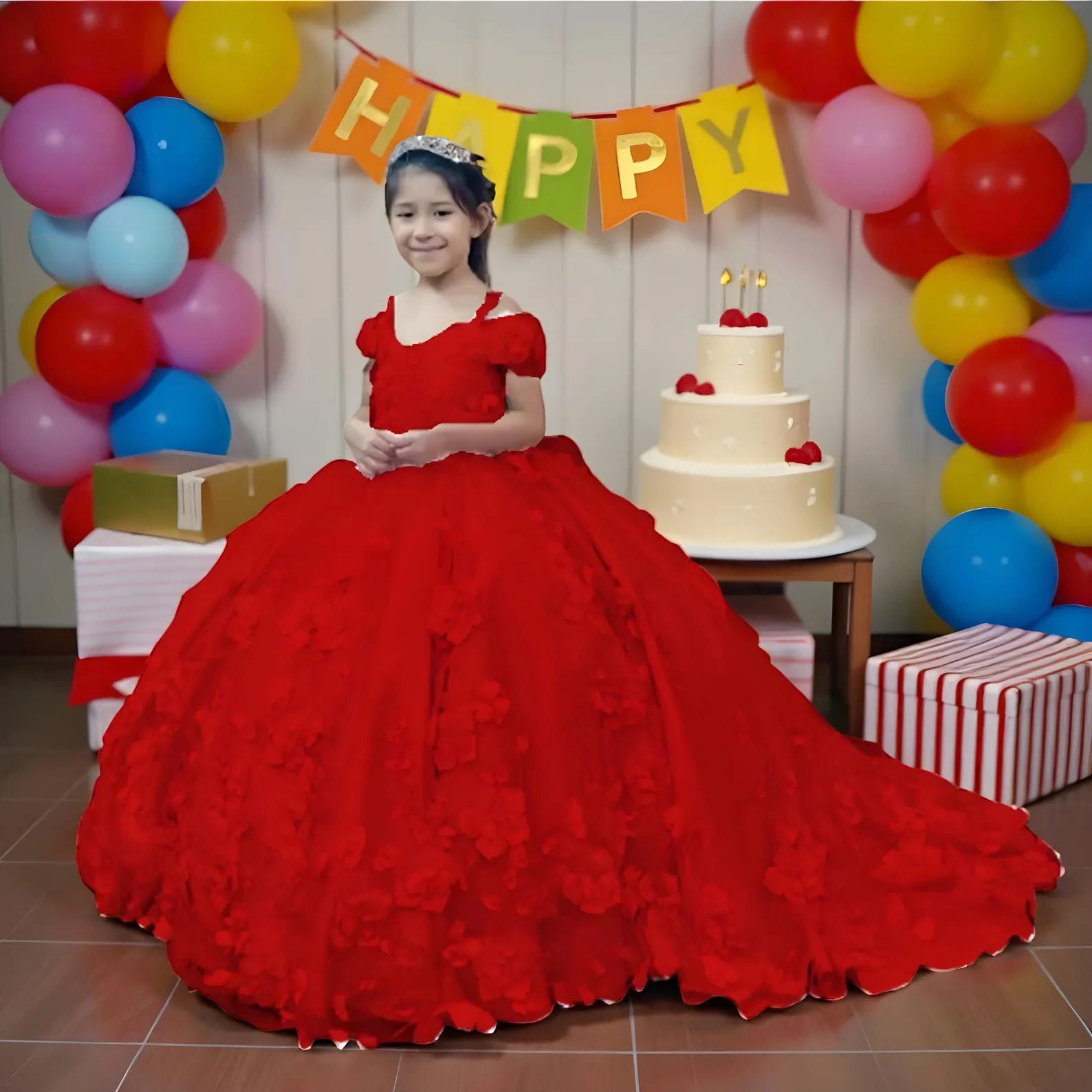 Vestido mini de quinceañera rosa ruborizado de princesita para niñas