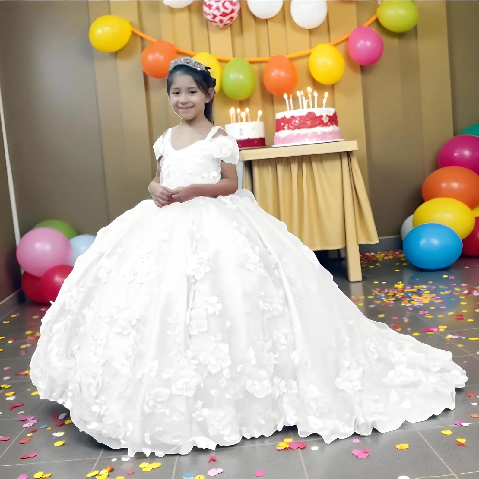 Vestido mini de quinceañera rosa ruborizado de princesita para niñas