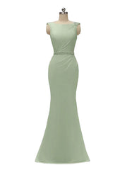 Floor-Length Chiffon Pink Bridesmaid Dress Cheap Sheath/Column Formal Dresses