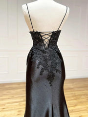 Long Lace Formal Dress Red Appliques Evening Dresses with Slit